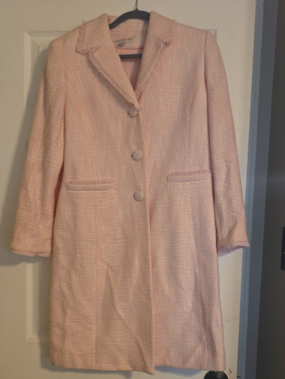 Amanda Smith Pink & White Tweed Coat 12 Petite
